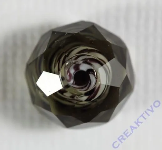Glasschliffperle Streifenperle 12mm grau