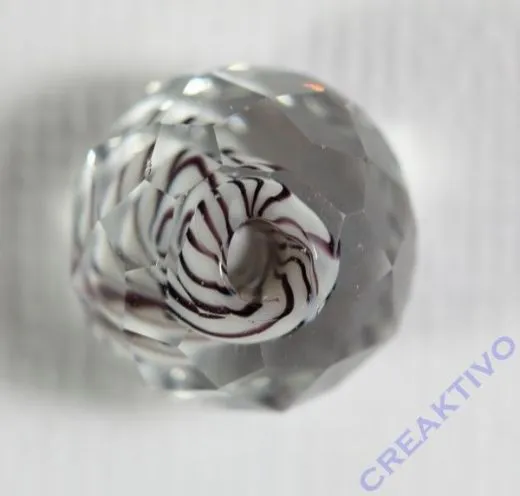 Glasschliffperle Streifenperle 12mm wei�