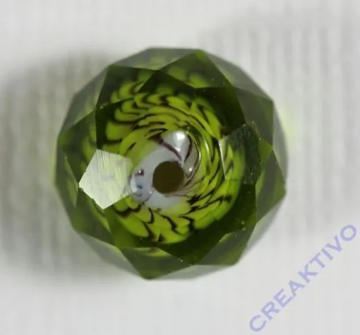 Glasschliffperle Streifenperle 12mm hellgr�n