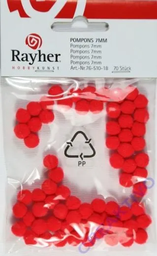 Pompons 7mm 70 St�ck rot