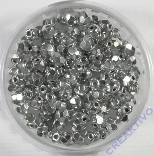 Glasschliffperle silberf. 4mm bedampft