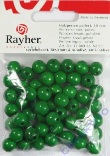 Rayher Holzperlen FSC, poliert 10mm 52St maigr�n