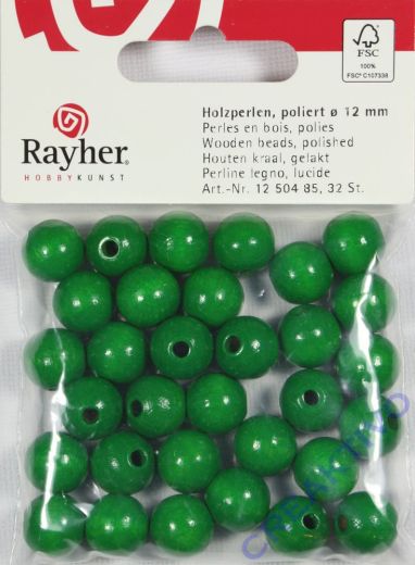 Rayher Holzperlen FSC, poliert 12mm 32St maigrün
