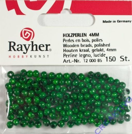 Rayher Holzperlen, poliert 4mm 150St maigrün
