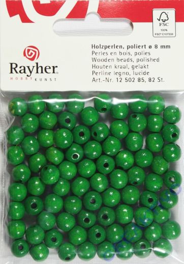 Rayher Holzperlen FSC, poliert 8mm 82St maigrün