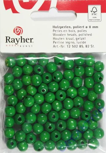 Rayher Holzperlen FSC, poliert 8mm 82St maigr�n