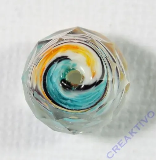 Glasschliffperle Briolette 12mm t�rkis-orange