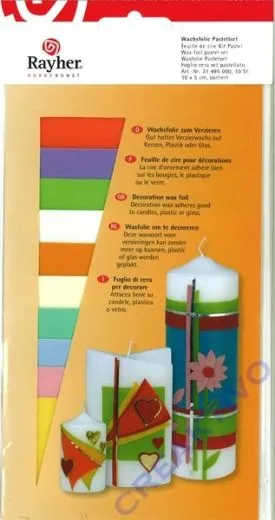 Rayher Wachsfolie, 10 Farben sortiert pastell, 10x0,5 cm