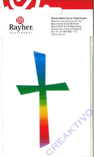 Rayher Wachsmotiv Kreuz Regenbogen