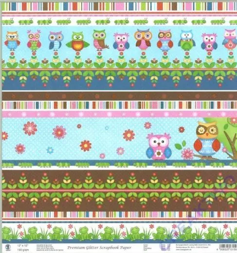 Premium Glitter Scrapbook paper Eulen 124