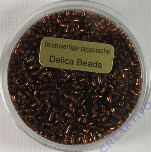 Pracht Delica Rocailles 2mm 7g dunkelbraun mit Silbereinzug