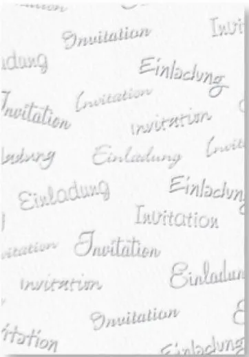 Bastelkarton �Schriften & Motive� gepr�gt - Einladung wei� (Restbestand)