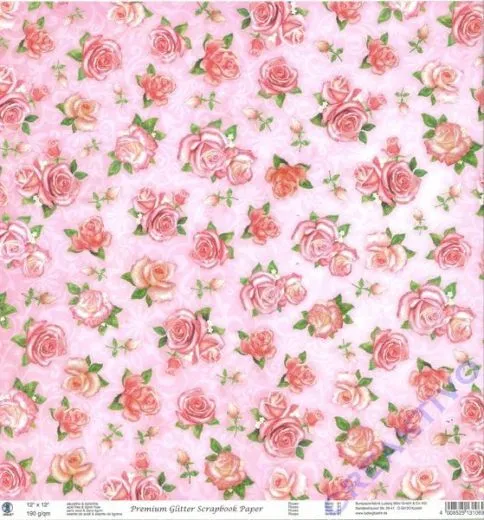 Premium Glitter Scrapbook paper Rosen 81