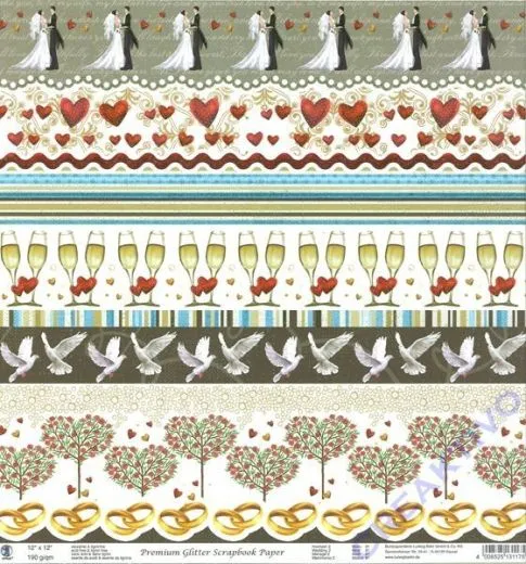 Premium Glitter Scrapbook paper Hochzeit 2 - 91