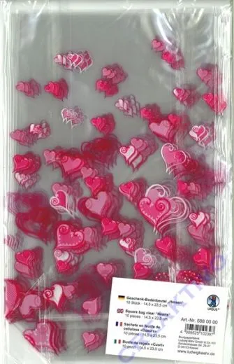 Geschenk-Bodenbeutel Herzen gro� 10 St�ck