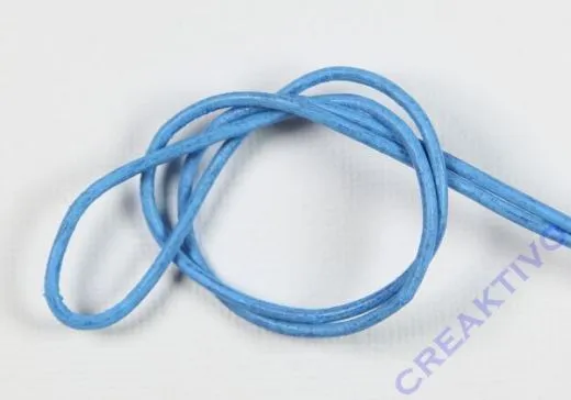 Rundriemen Lederband aus Rindleder 100cm 2mm hellblau