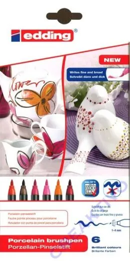 edding 4200 Porzellanpinselstift 6er-Set sortiert warm