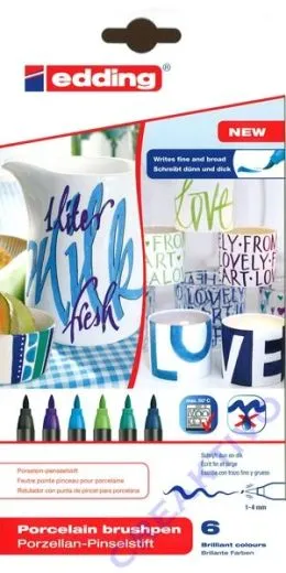 edding 4200 Porzellanpinselstift 6er-Set sortiert cool