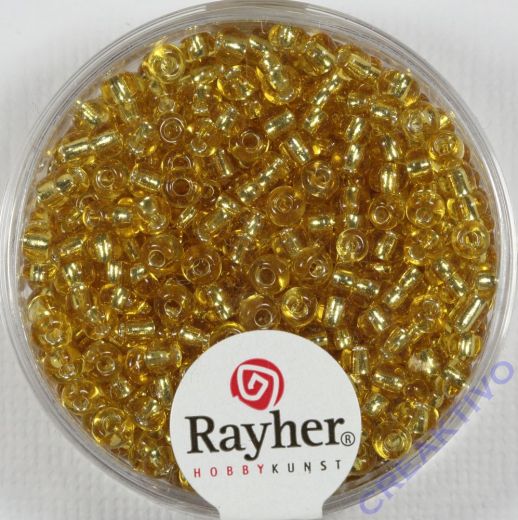 Rocailles 2,6mm ø mit Silbereinzug gold
