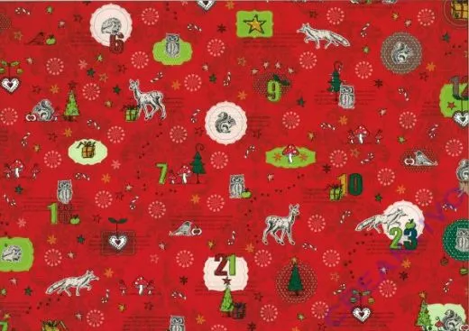 Bastelkarton Waldtiere 300g/qm 50x70cm rot