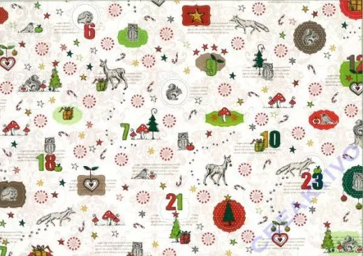 Bastelkarton Waldtiere 300g/qm 50x70cm creme