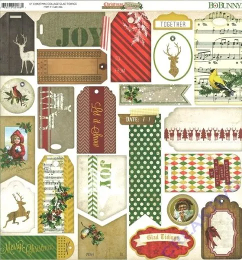 Scrapbooking Papier Christmas Collage - Glad things (Restbestand)