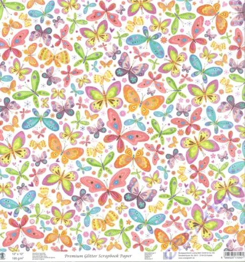 Premium Glitter Scrapbook paper Schmetterling 2 228