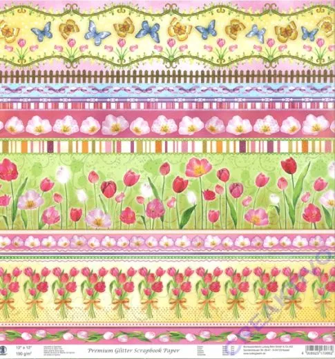 Premium Glitter Scrapbook paper Tulpen 244