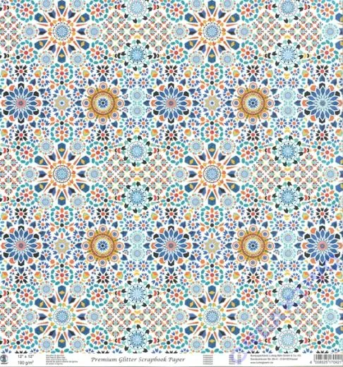 Premium Glitter Scrapbook paper Arabesque 270