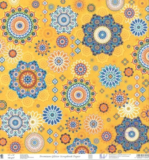 Premium Glitter Scrapbook paper Arabesque 272