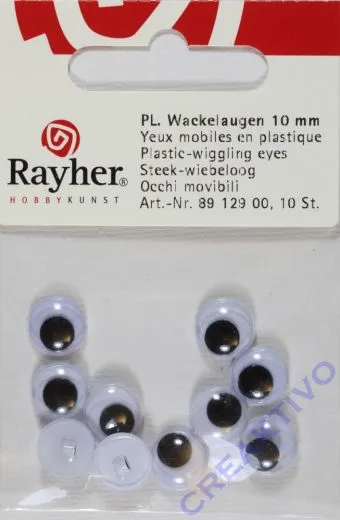 Plastk-Wackelaugen 10mm 10 St�ck rund zum Aufn�hen