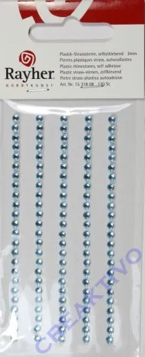 Rayher Plastik-Strassteine 3mm selbstkl. hellblau 120St