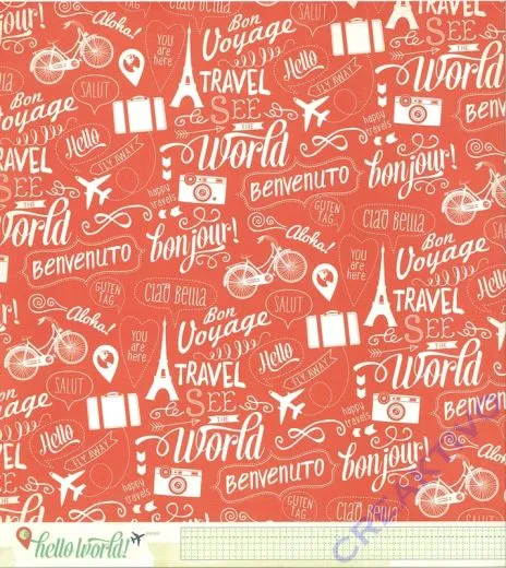 Scrapbooking Papier Hello World - Bonjour (Restbestand)