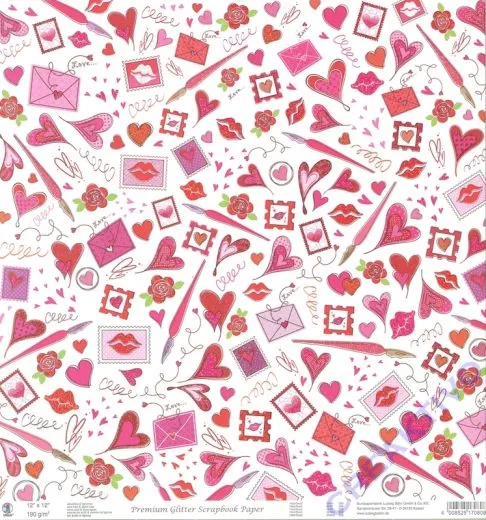 Premium Glitter Scrapbook paper Heartbeat Motiv 258