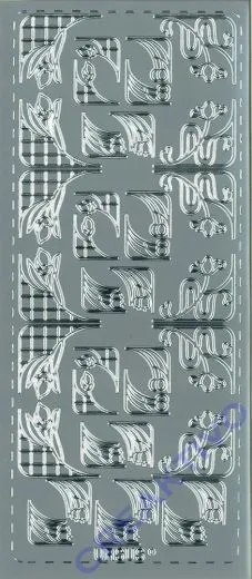 Sticker silber - Ecken Jugendstil klein