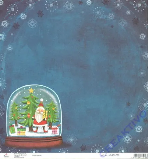 Scrapbooking-Papier Santa Big Snow Globe