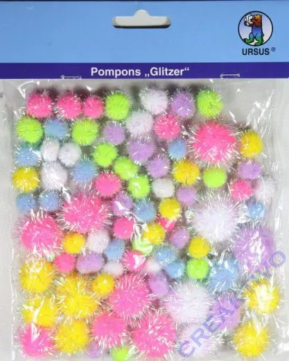 Pompons Glizer pastell