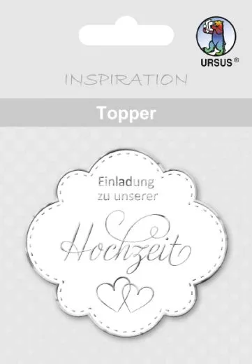 Topper wei�/silber Einladung zu unserer Hochzeit