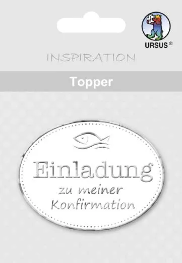 Topper wei�/silber Einladung zu meiner Konfirmation