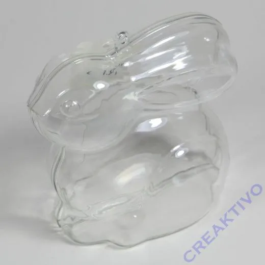 Plastik Hase 2-tlg., kristall, 9cm, sitzend (Restbestand)
