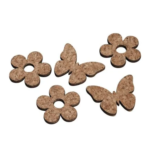 Kork/Holz Streuteil Blume & Schmetterling