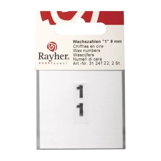 Wachszahlen Ziffer 1 9mm 2 St�ck silber