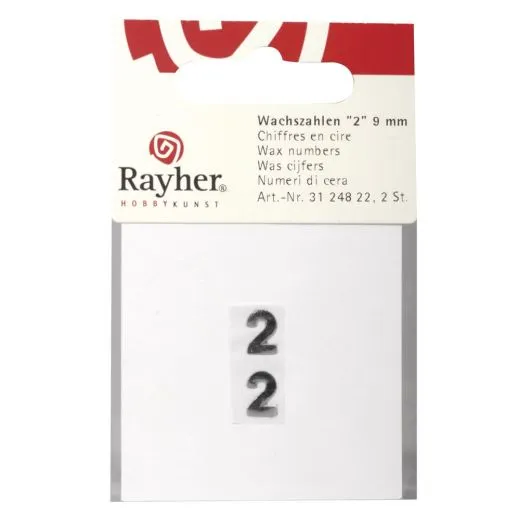 Wachszahlen Ziffer 2 9mm 2 St�ck silber