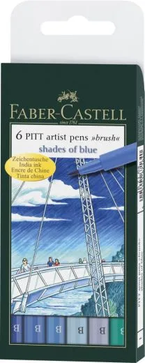Tuschestift PITT artist pen B 6er Etui shades of blue