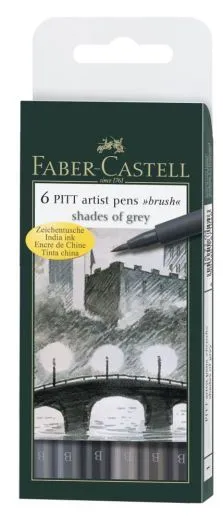 Tuschestift PITT artist pen B 6er Etui shades of grey
