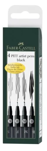 Tuschestift PITT artist pen schwarz 4er Etui (S, F, M, B)