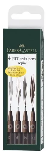 Tuschestift PITT artist pen sepia 4er Etui (S, F, M, B)