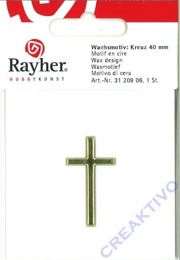 Wachsmotiv Kreuz 40mm gold