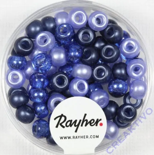 Rocailles-Mix mit Gro�loch, 5,5mm � Blau-T�ne