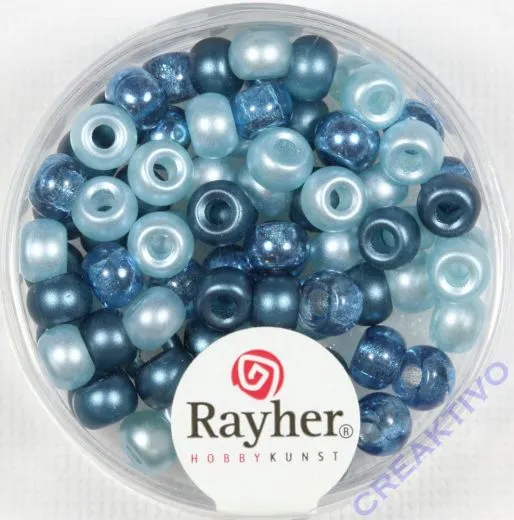 Rocailles-Mix mit Gro�loch, 5,5mm � T�rkis-T�ne